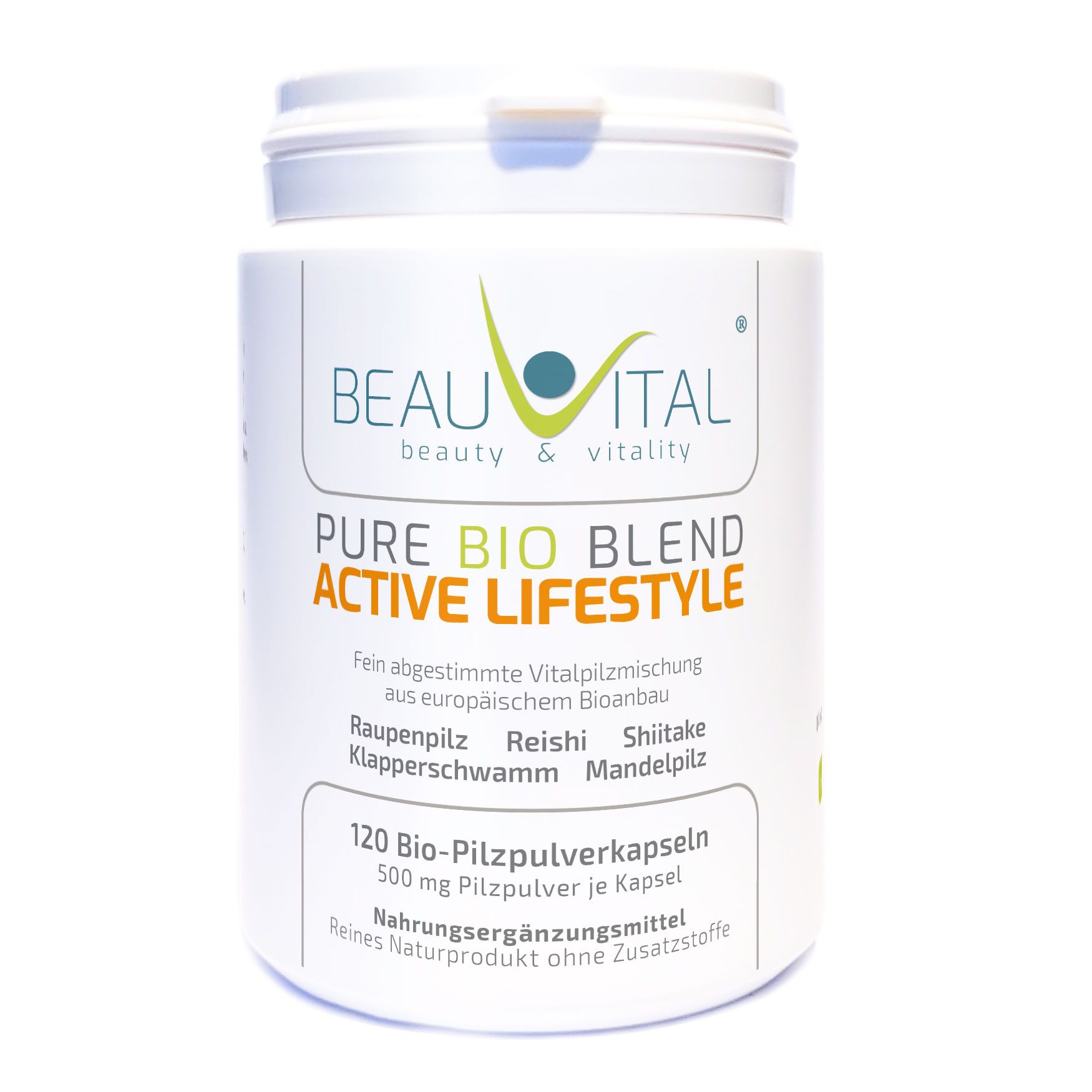 BEAUVITAL® Active Lifestyle Bio Vitalpilze Kapseln, Cordyceps Reishi Shiitake, Maitake, Agaricus EU