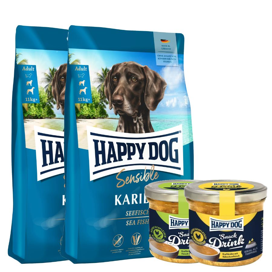 Happy Dog Supreme Karibik Doppelpack + Happy Dog Snack Drink
