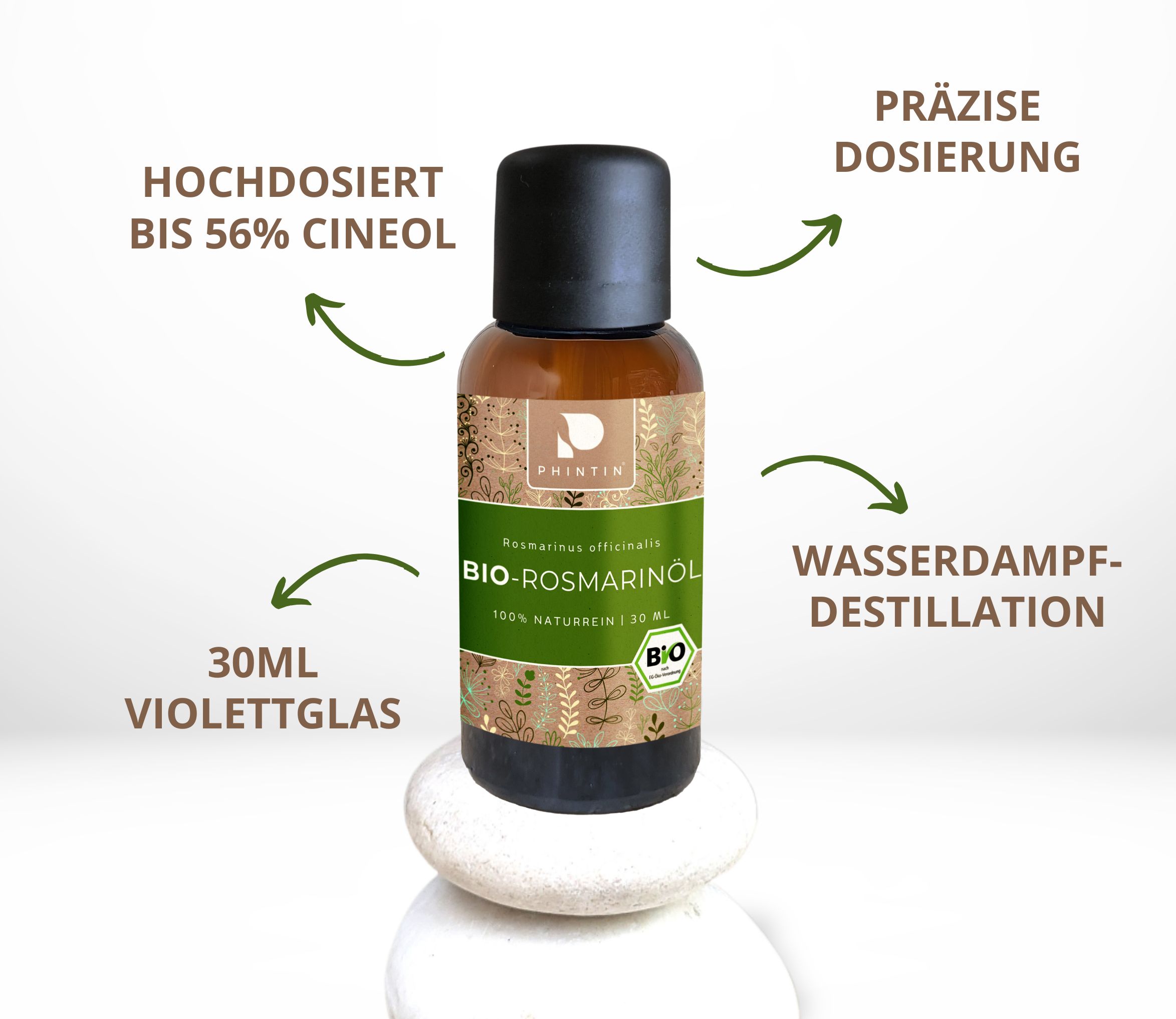 PHINTIN Bio Rosmarinöl – 100 % naturrein, ätherisches Öl (Lebensmittelqualität)