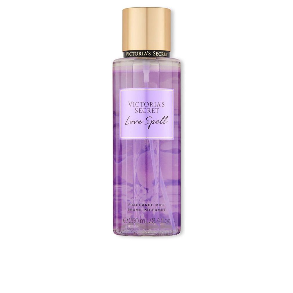 Victoria's Secret LOVE SPELL Bodymist. Flakon mit Sprühkopf, goldener Verschlusskappe.