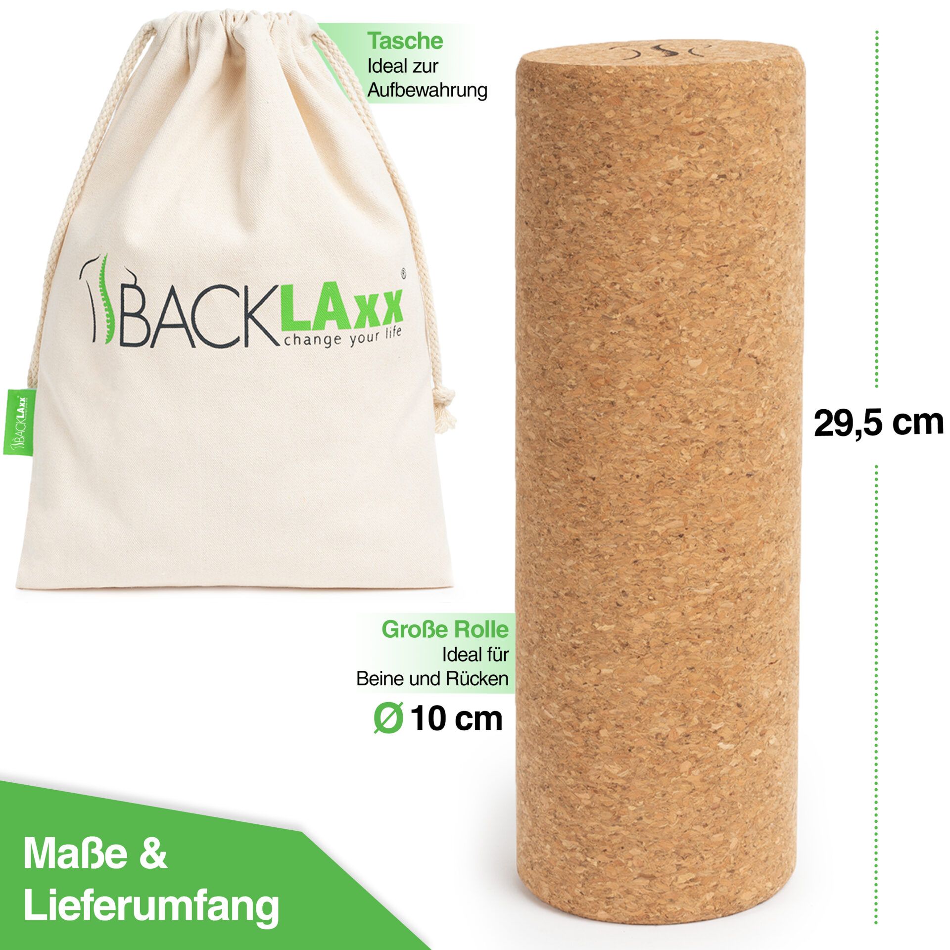 BACKLAxx® Faszienrolle Set aus Kork