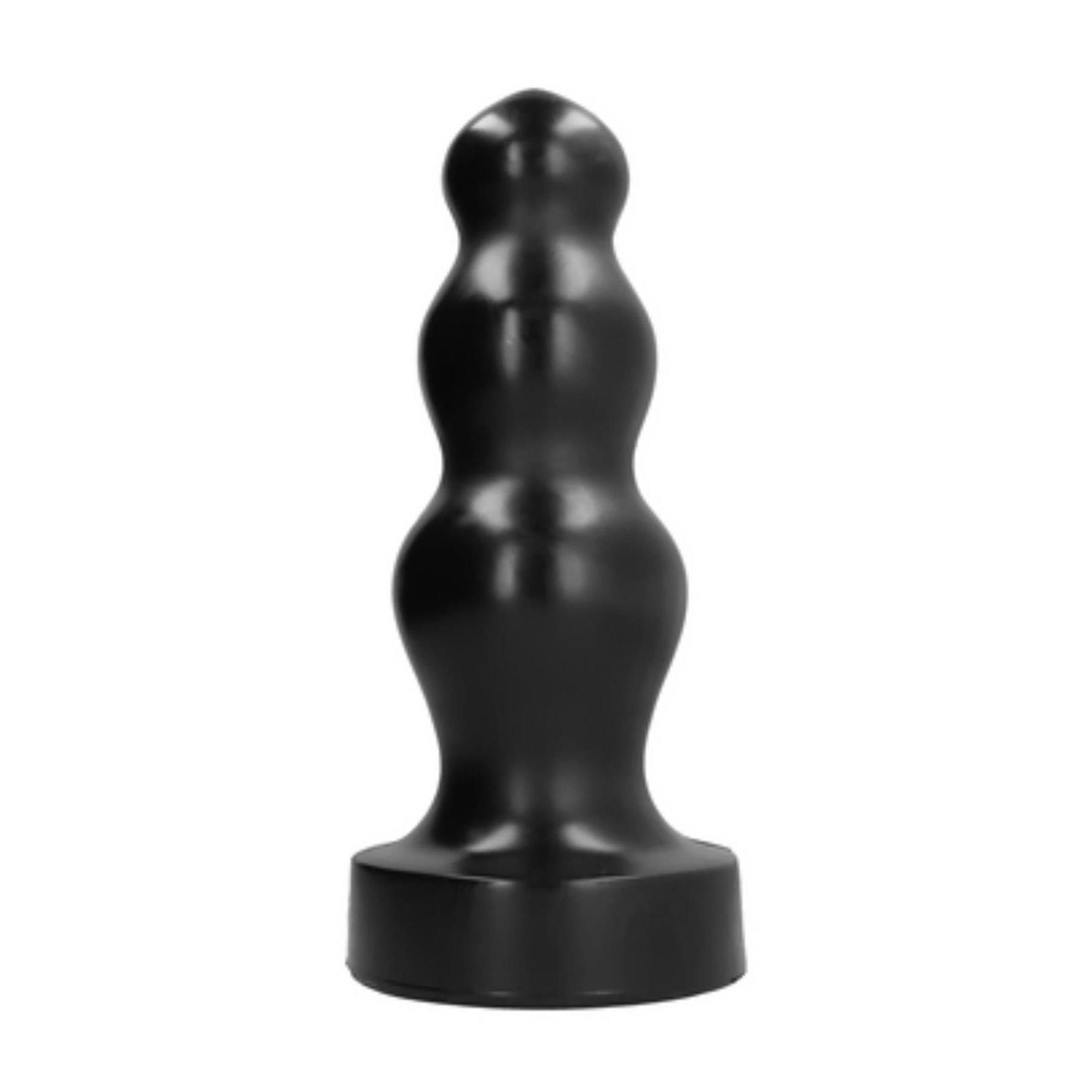 Schwarzer Analplug mit wechselnder Form. Geformt mit einem breiten Sockel und einem sich verjüngenden Schaft.