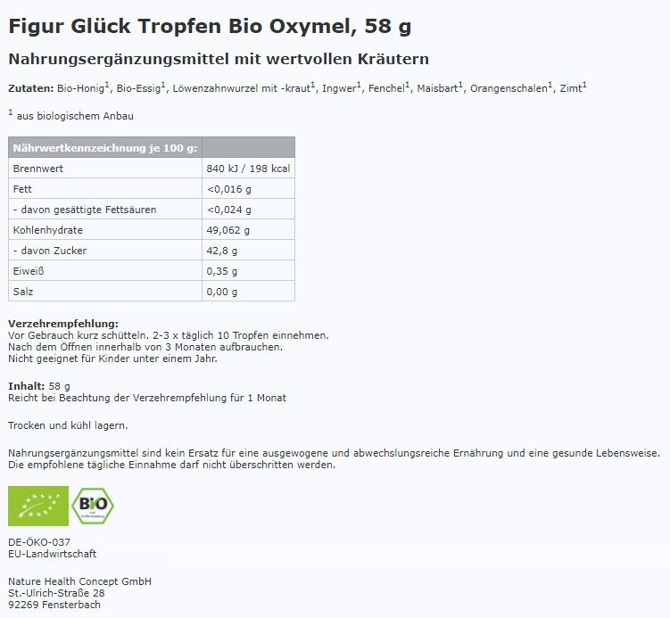 Figur Glück Tropfen in Bioqualität von Nature Health 58 g Elixier