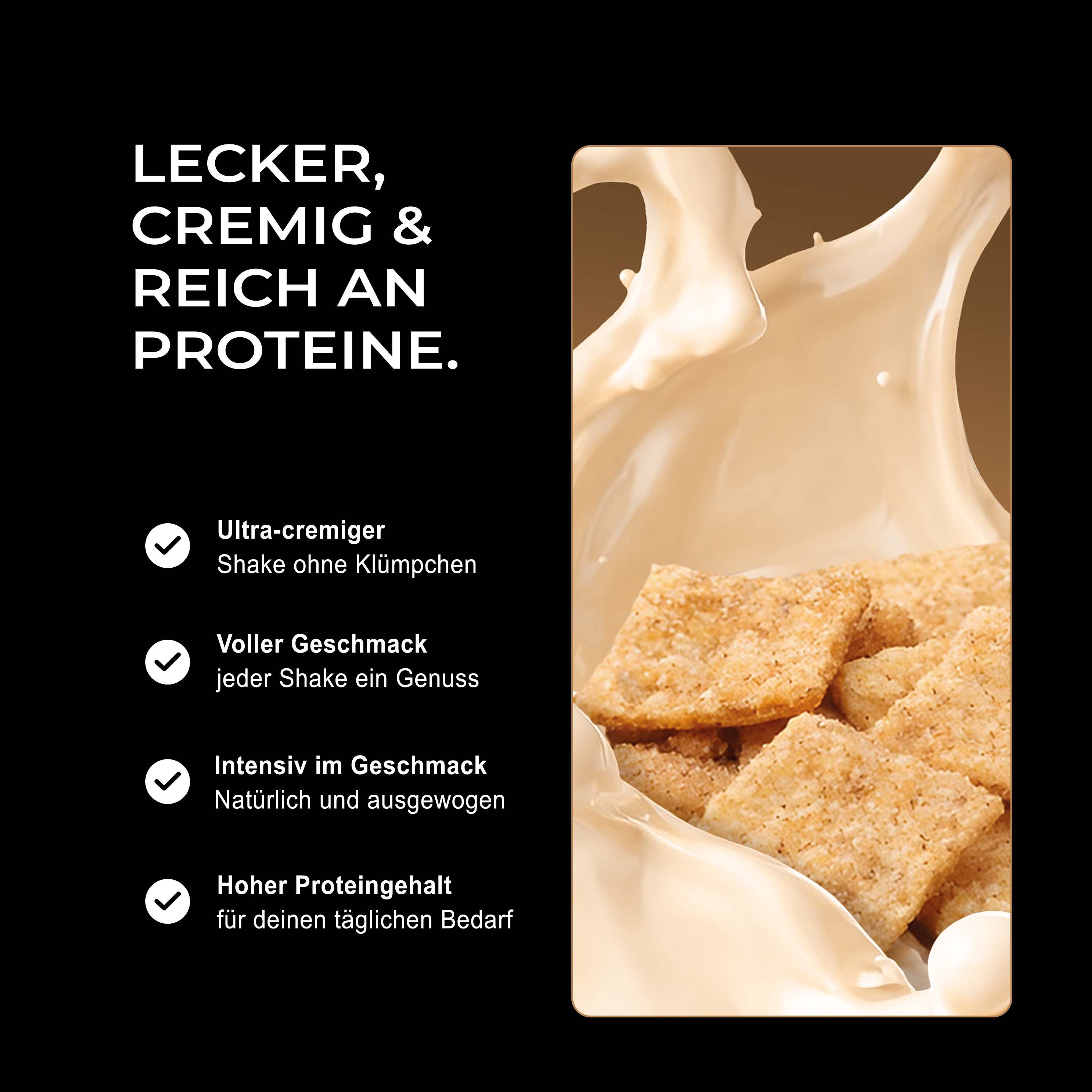 Neosupps Vision Whey Proteinpulver: cremig, geschmackvoll, reich an Protein. Ohne Klümpchen.