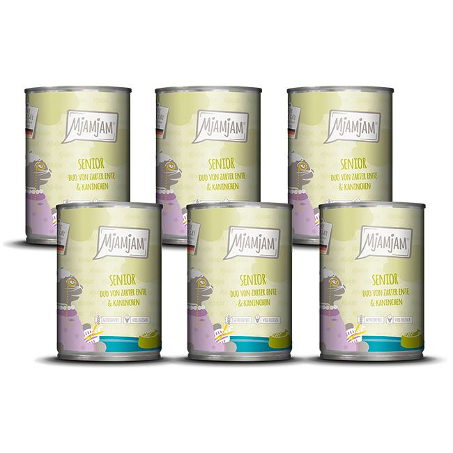 MjAMjAM - Senior DUO von zarter Ente & Kaninchen 6x400 g Futter