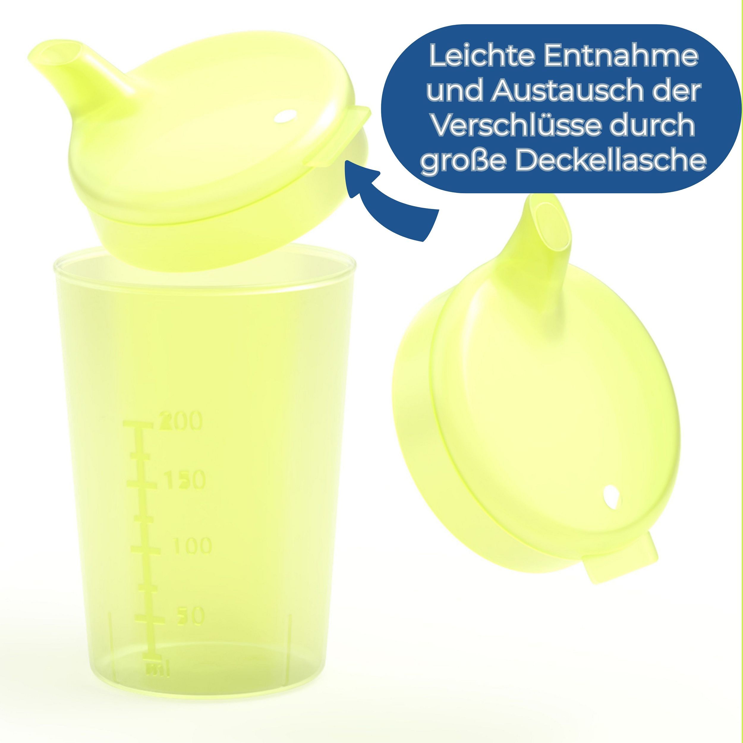 Horn Medical Schnabelbecher Trinkhilfe für Erwachsene mit zwei Deckeln