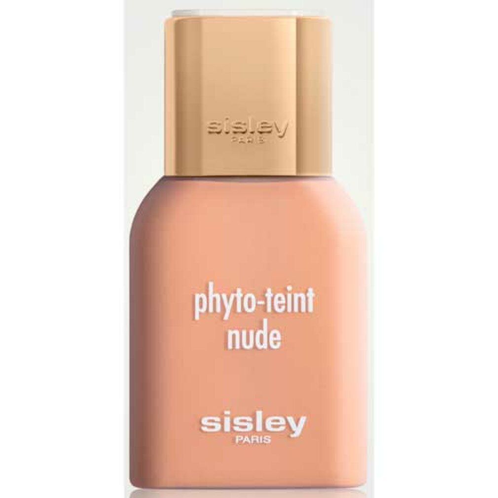 Beige Flasche mit goldfarbenem Deckel. Aufschrift: Phyto-Teint Nude und Sisley Paris.