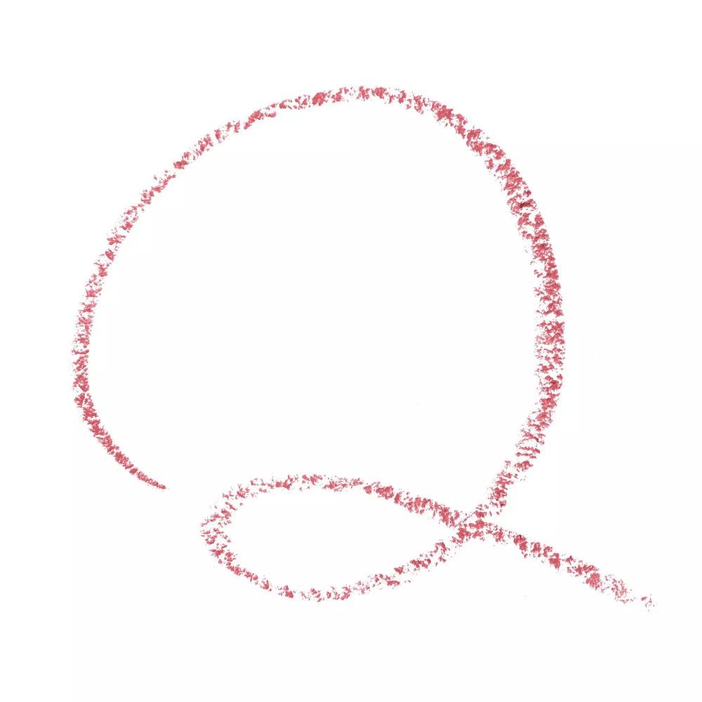 Rosa Linie, die einen Kreis und eine geschwungene Linie bildet. Auf weißem Hintergrund.