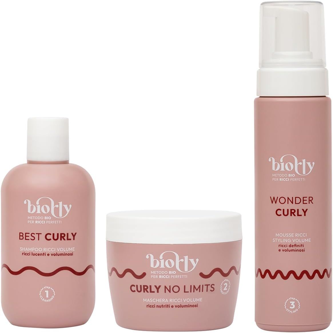 Biolry - Shampoo, Maschera, Mousse per CAPELLI RICCI - Kit Volume - Metodo Curly Bio