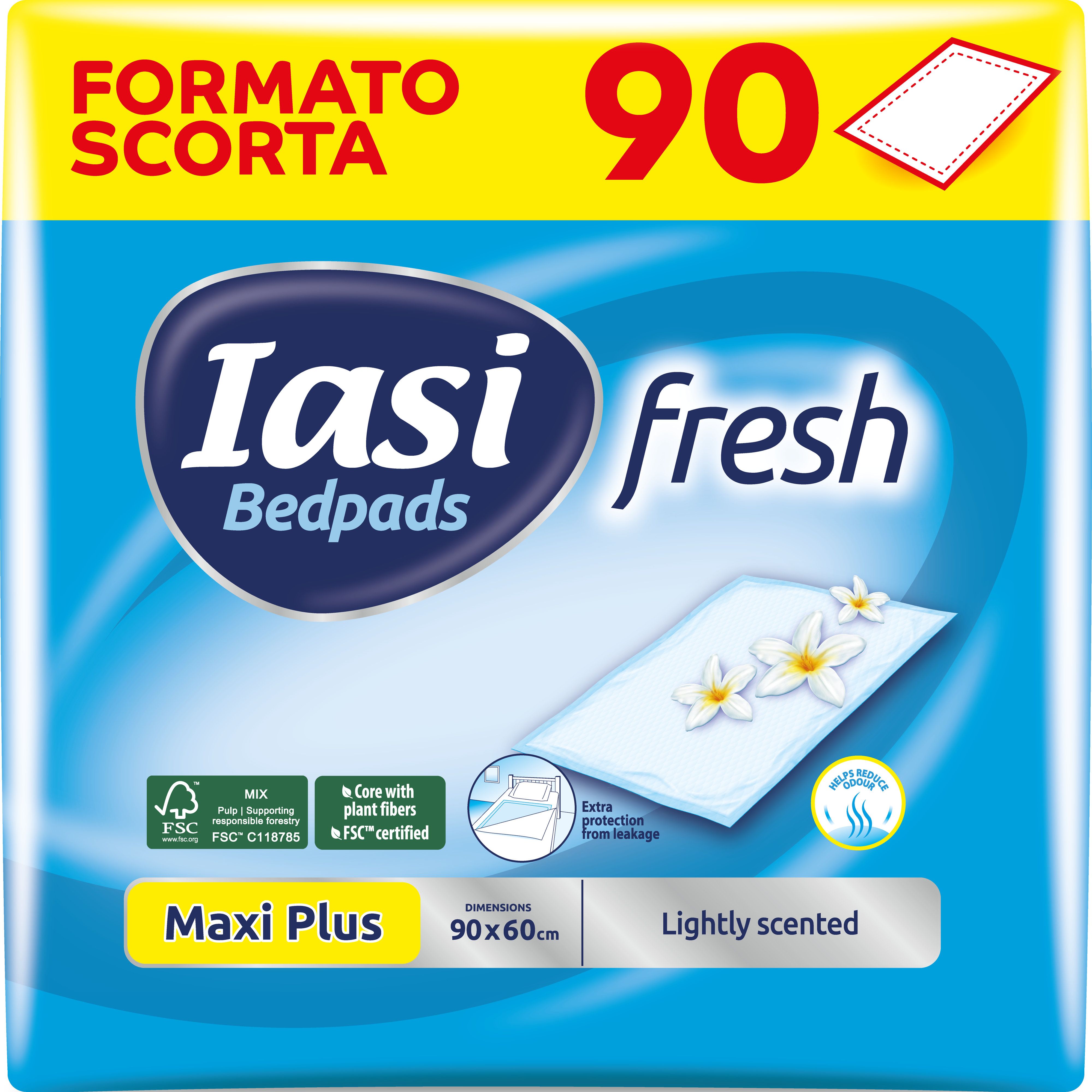 IASI traverse letto 60x90 Fresh, Maxi Plus, con delicata profumazione, 90 Unità