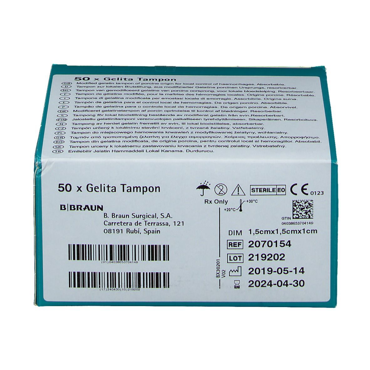 Gelita-Tampon 1 x 1,5 x 1,5 cm