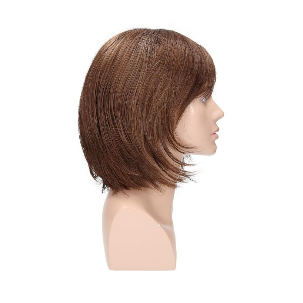 Perücke Renée von trendhair, Seitenansicht. Braun, gestufter Schnitt.