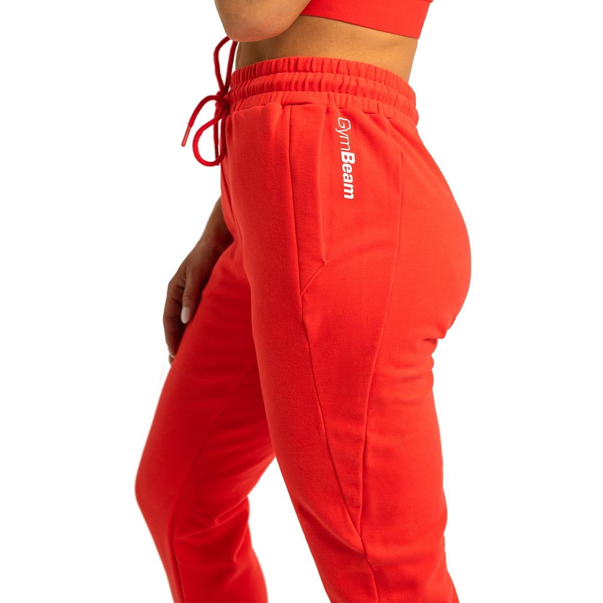 GymBeam Jogginghose Damen Slim mit Kordelzug und Reißverschlusstaschen Hot Red