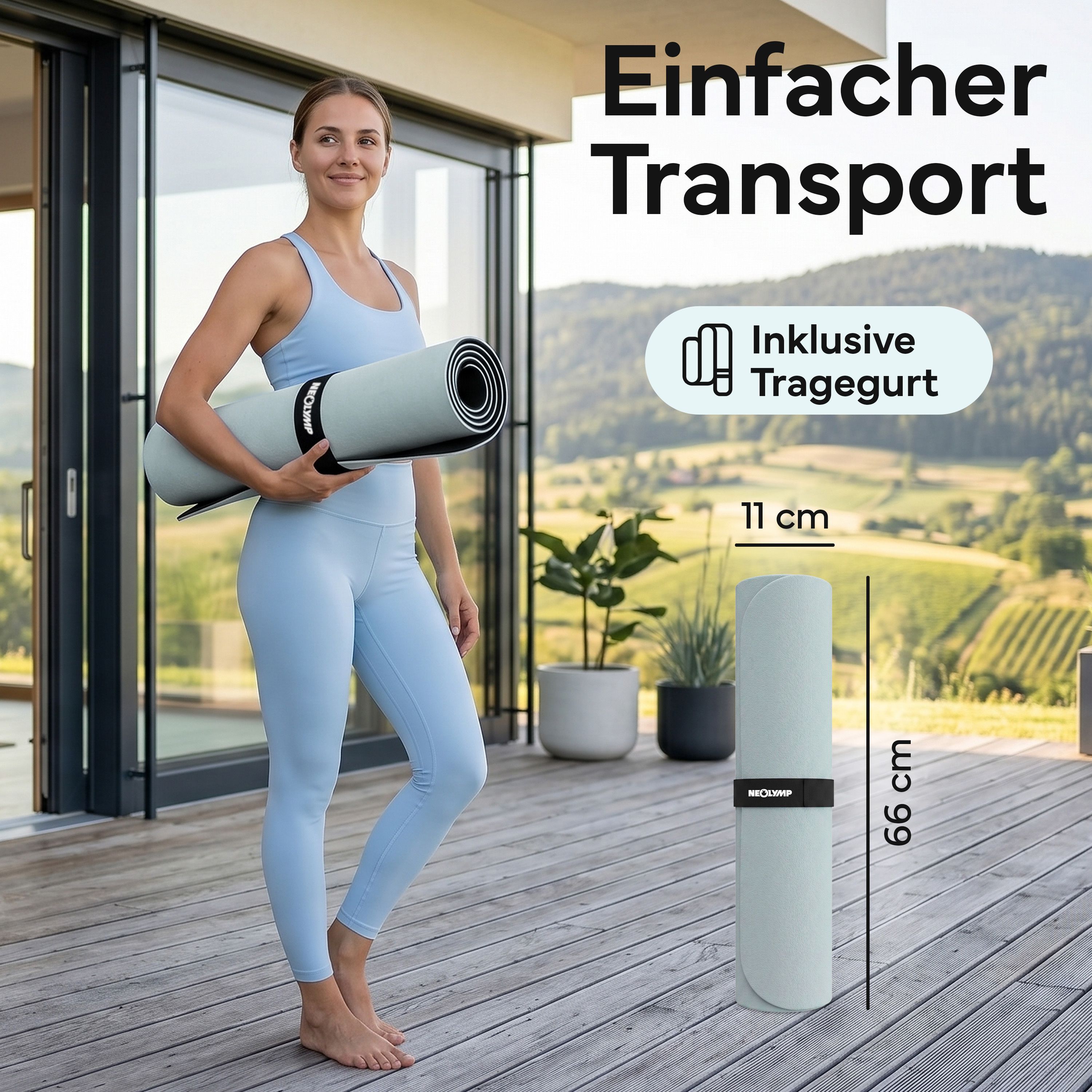 NEOLYMP Pilates-Yogamatte rutschfest