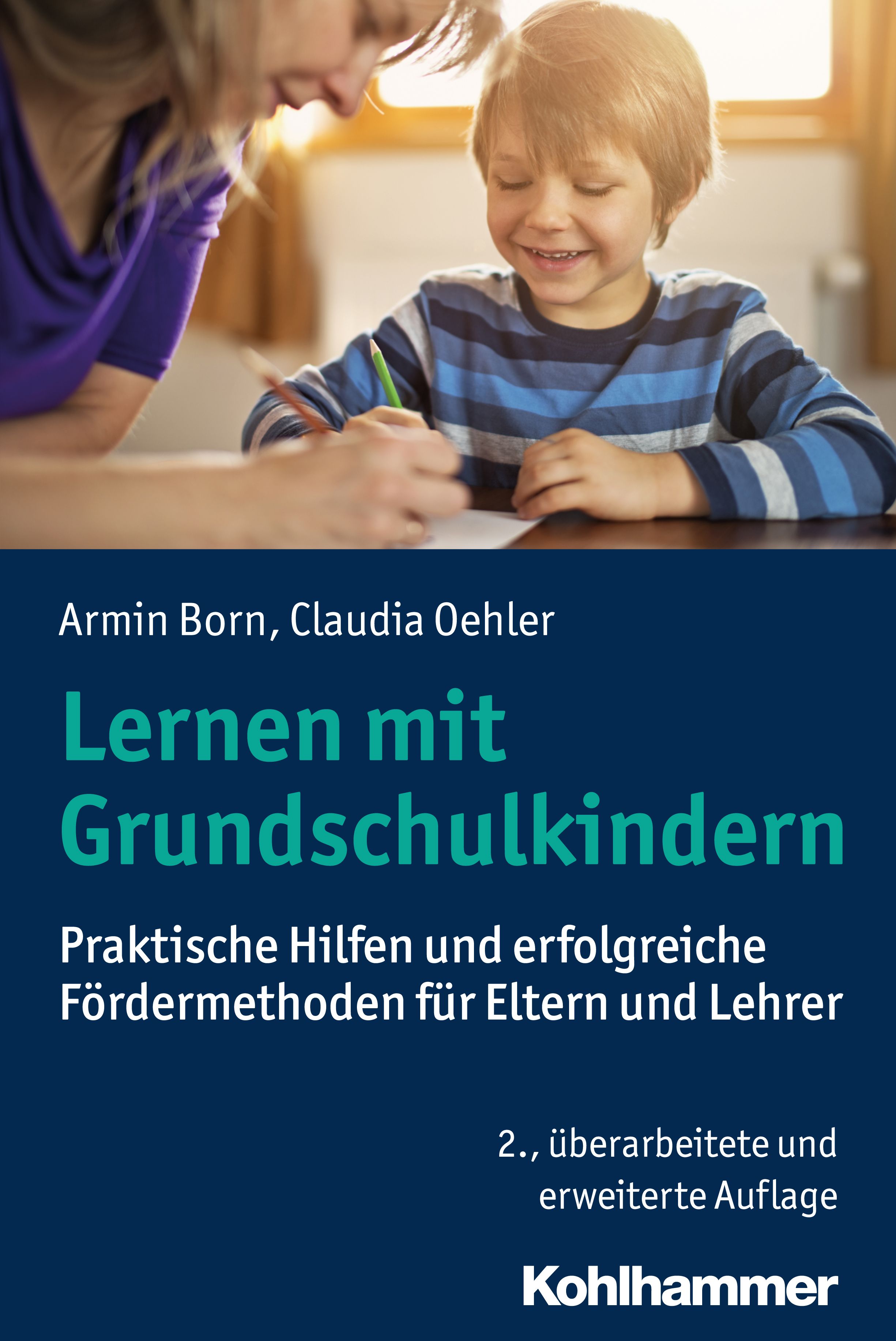 Buchcover: „Lernen mit Grundschulkindern“. Titel, Autoren, Untertitel, Auflage und Verlag Kohlhammer. Kind und Person schreiben.