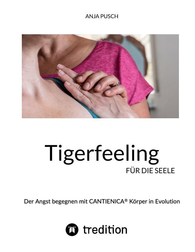 Buchcover mit Titel "Tigerfeeling für die Seele". Hände berühren sich. Autorin: Anja Pusch. Verlag: tredition.