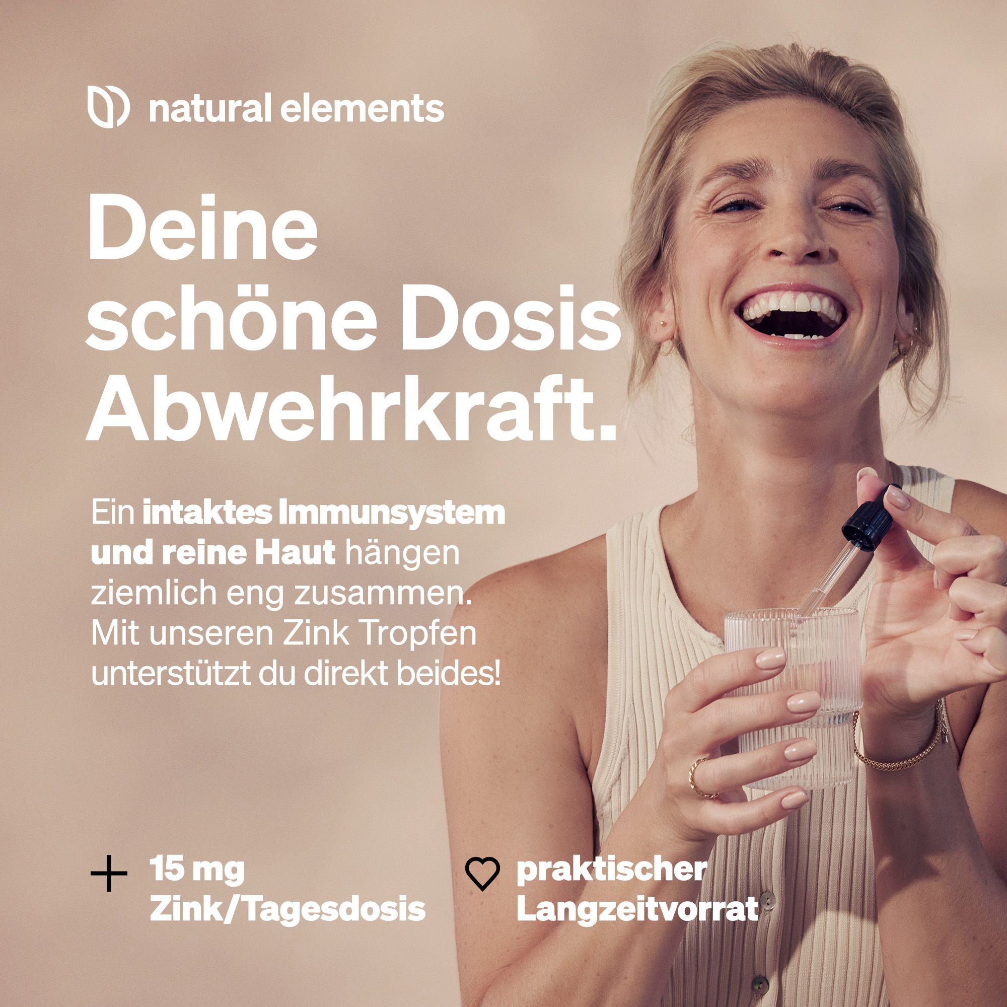 natural elements Zink Tropfen – 100ml – 15mg/Tagesdosis – Ionisches Zink (Zinksulfat) – Ohne Alkohol