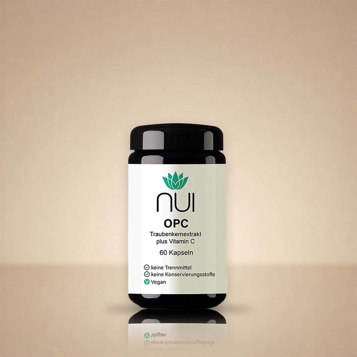 NUI OPC Traubenkernextrakt plus Vitamin C Kapseln, 60 Stück.