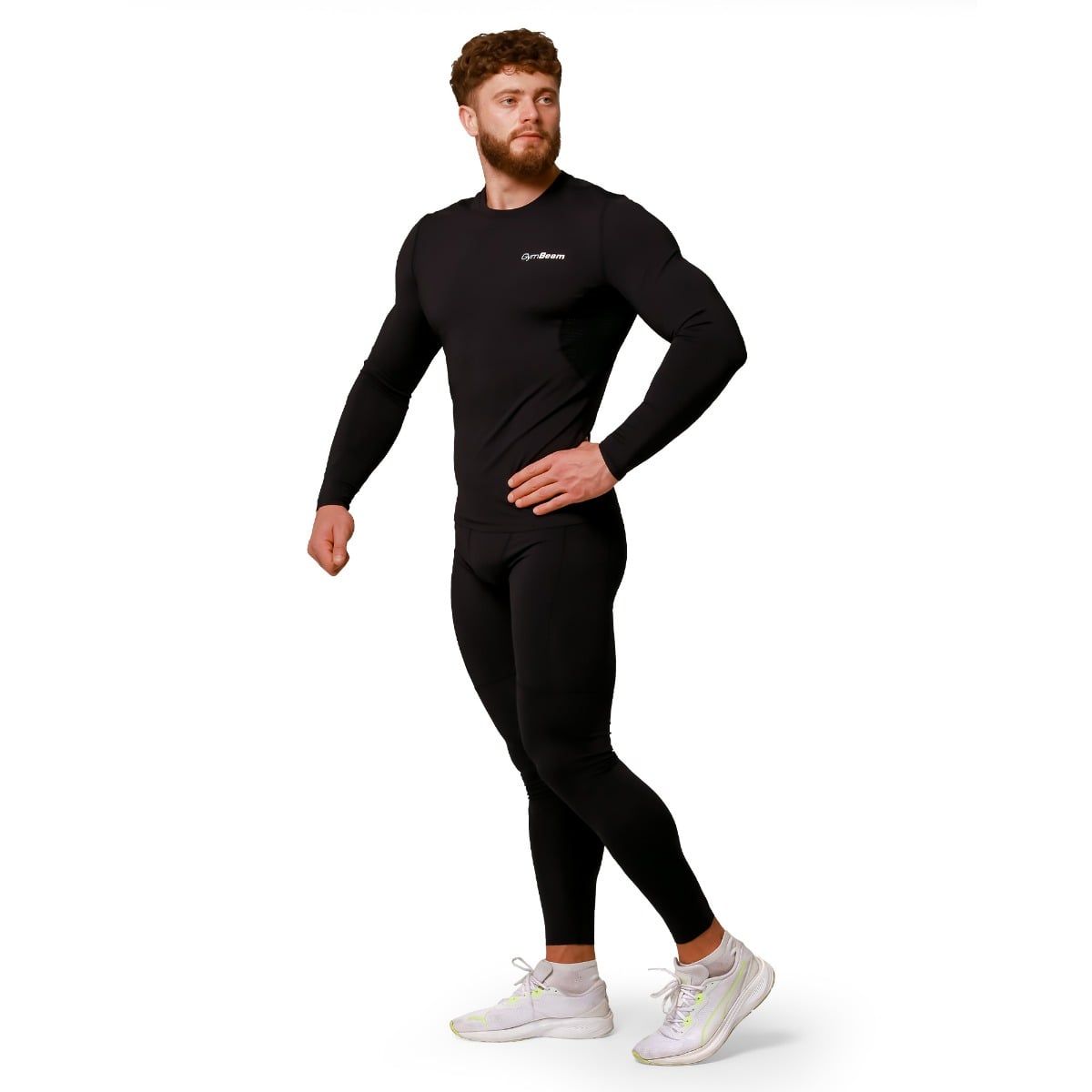 GymBeam Leggings Herren Slim mit Taschen Black Mid Kompression