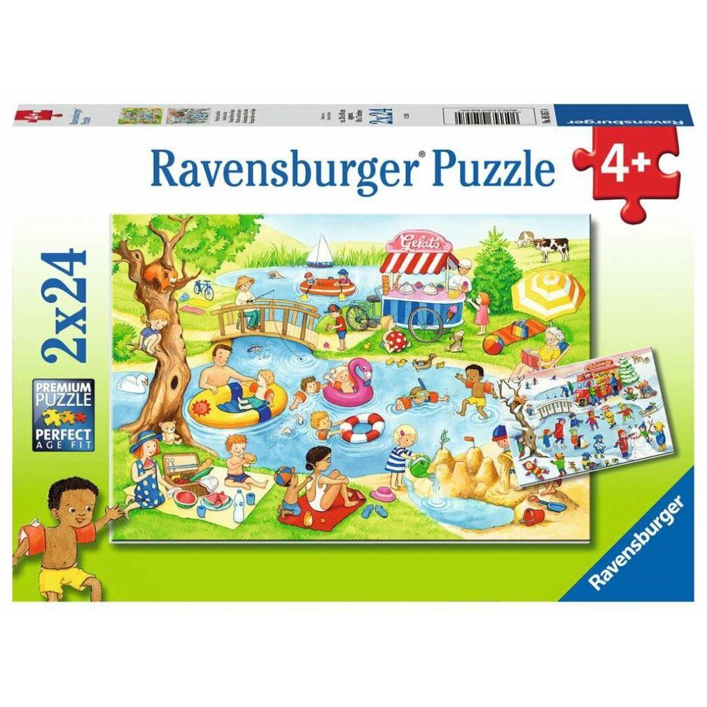 Puzzle 2x24 Teile Freizeit am See ab 4 Jahre Zwei Puzzles für doppelten Puzzlespaß