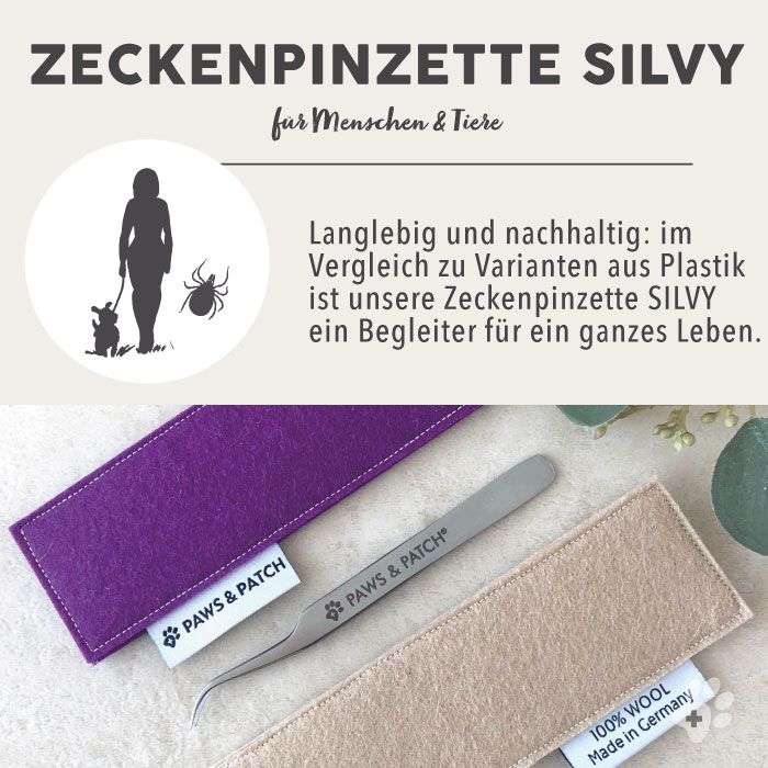 PAWS&PATCH Zeckenpinzette SILVY mit Etui in sand für alle Heimtiere