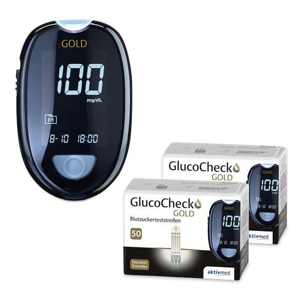 GlucoCheck Gold Starter-Set mit 110 Teststreifen