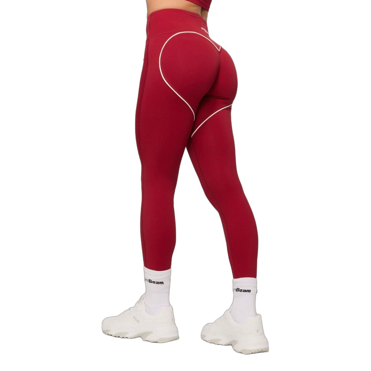 GymBeam Leggings Damen Varsity mit hohem Bund und ohne Taschen in Rot 1 St