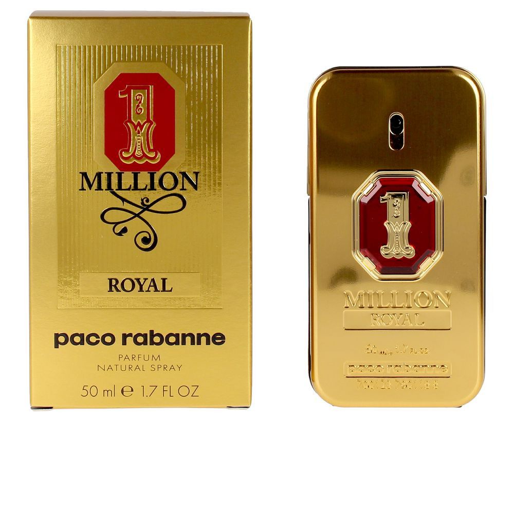 Goldfarbener Flakon und Schachtel. Aufschrift: 1 Million Royal Parfum. Marke: Paco Rabanne. 50ml.