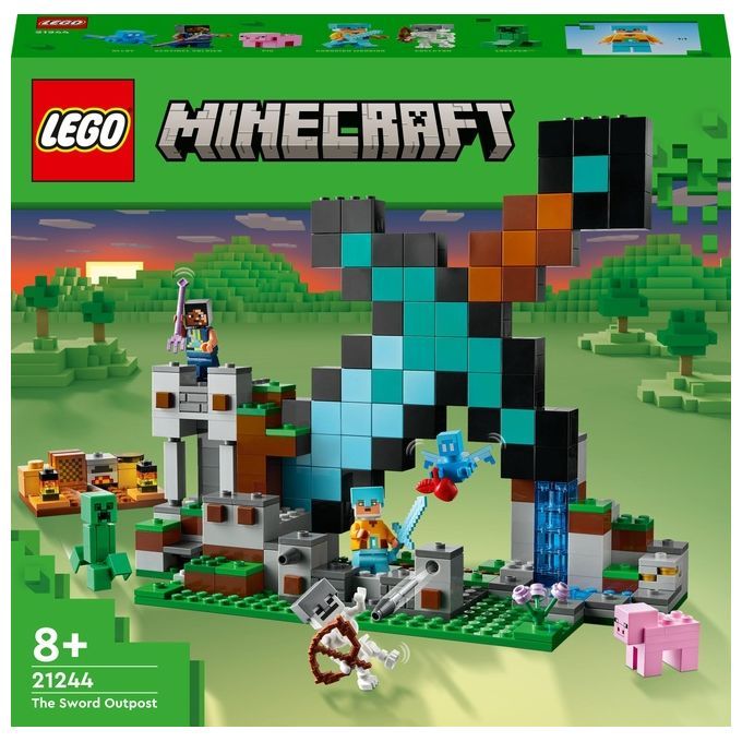 LEGO Minecraft 21244 L'Avamposto della Spada Giocattolo da Costruire con Creeper, Soldato e Schelet