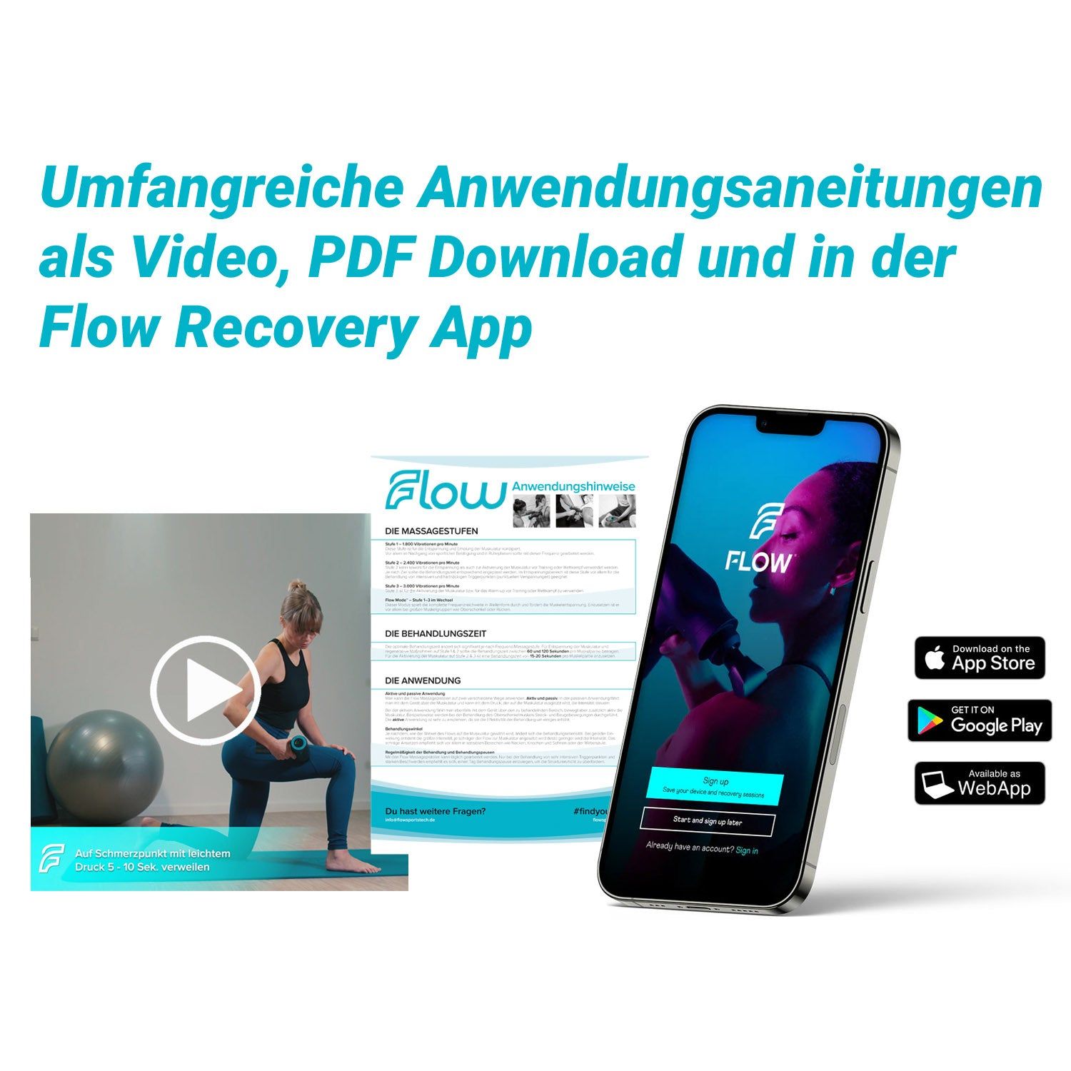 Flow® PRO Massagepistole. Profi Muskel Massagegerät mit 14mm Amplitude 1 St