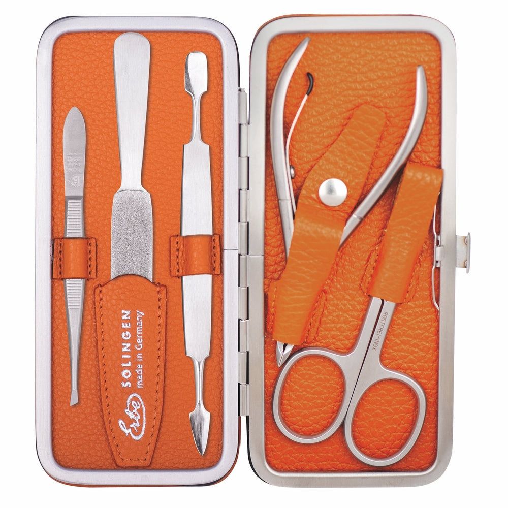 Erbe Solingen Maniküre Bügeletui inox Orange Hautzange und Nagelschere 1 St