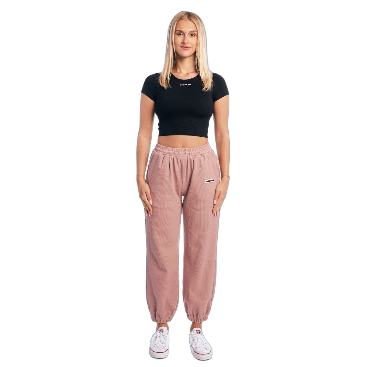GymBeam T-Shirt Damen Cropped Slim Kurzarm Aura Black