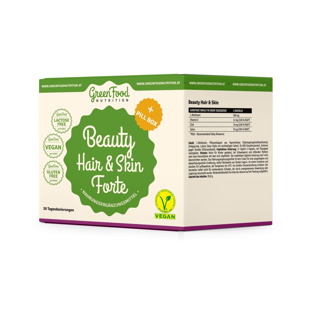 GreenFood Nutrition Beauty Hair & Skin Forte + Pillbox ( Haare Haut ) 1 St Kapseln