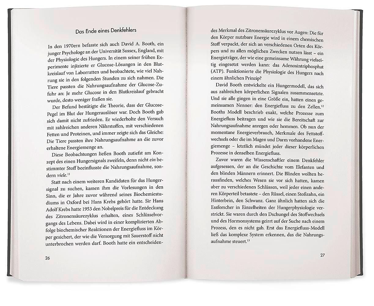 Buch, offene Doppelseite. Text in deutscher Sprache. Kapitelüberschrift: "Das Ende eines Denkfehlers".