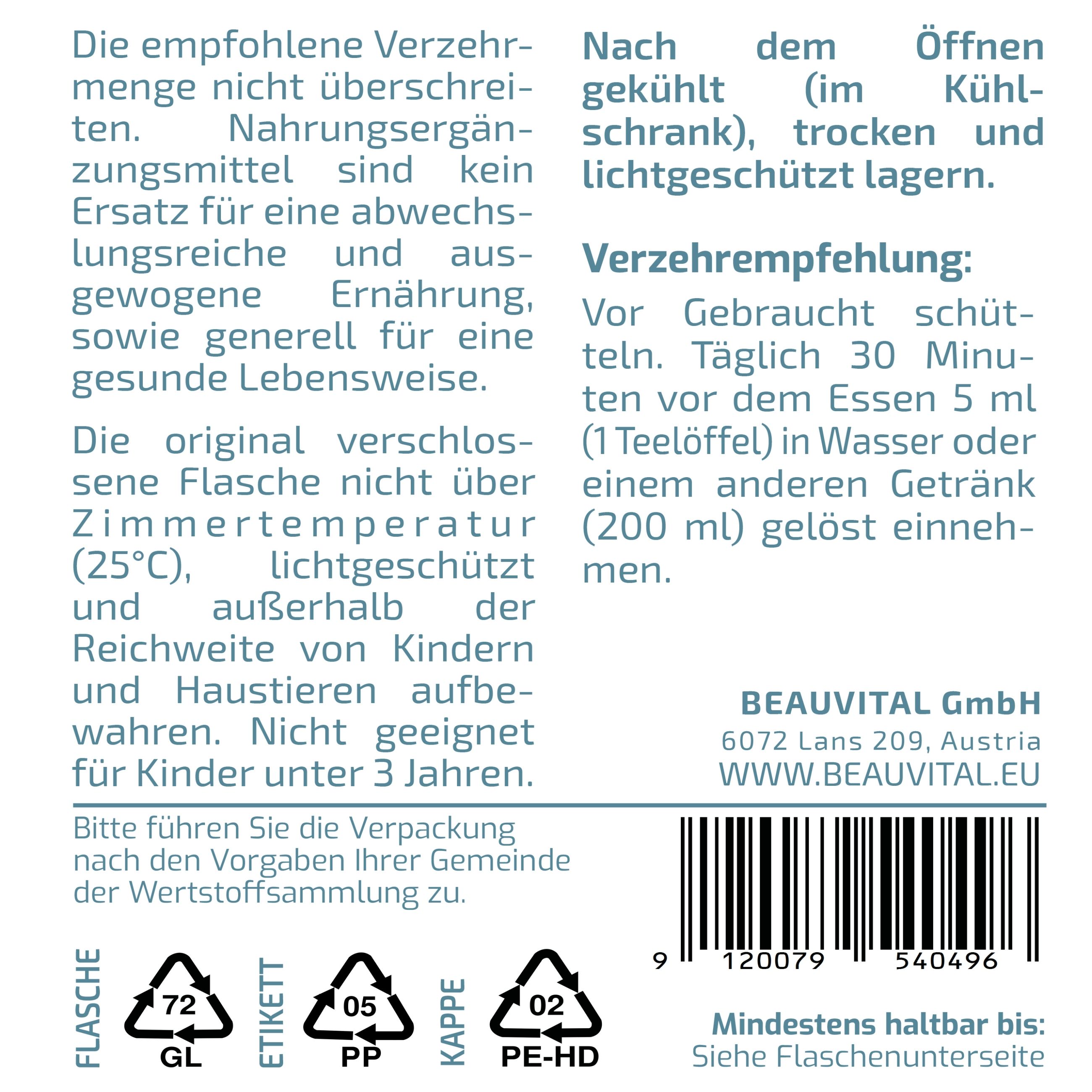 BEAUVITAL® Bio Reishi Kurextrakt | Flüssiger Vollauszug durch Dual-Extraktion