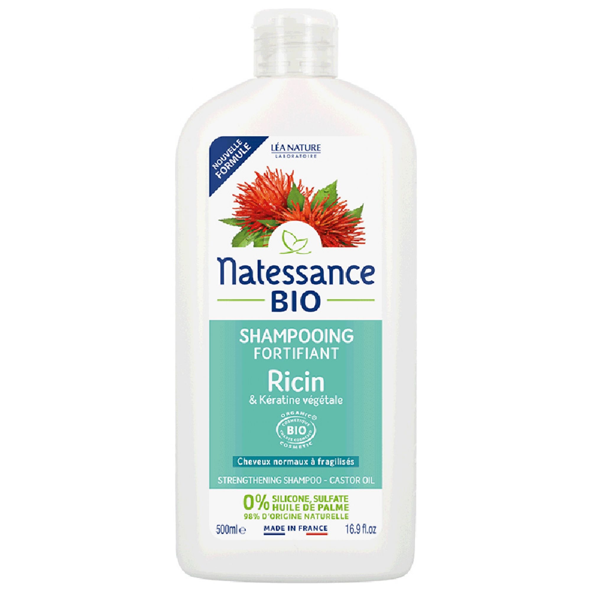 Natessance Rizinus-Verstärkungsshampoo Bio- und Gemüse-Keratin 9x4x21,5 cm