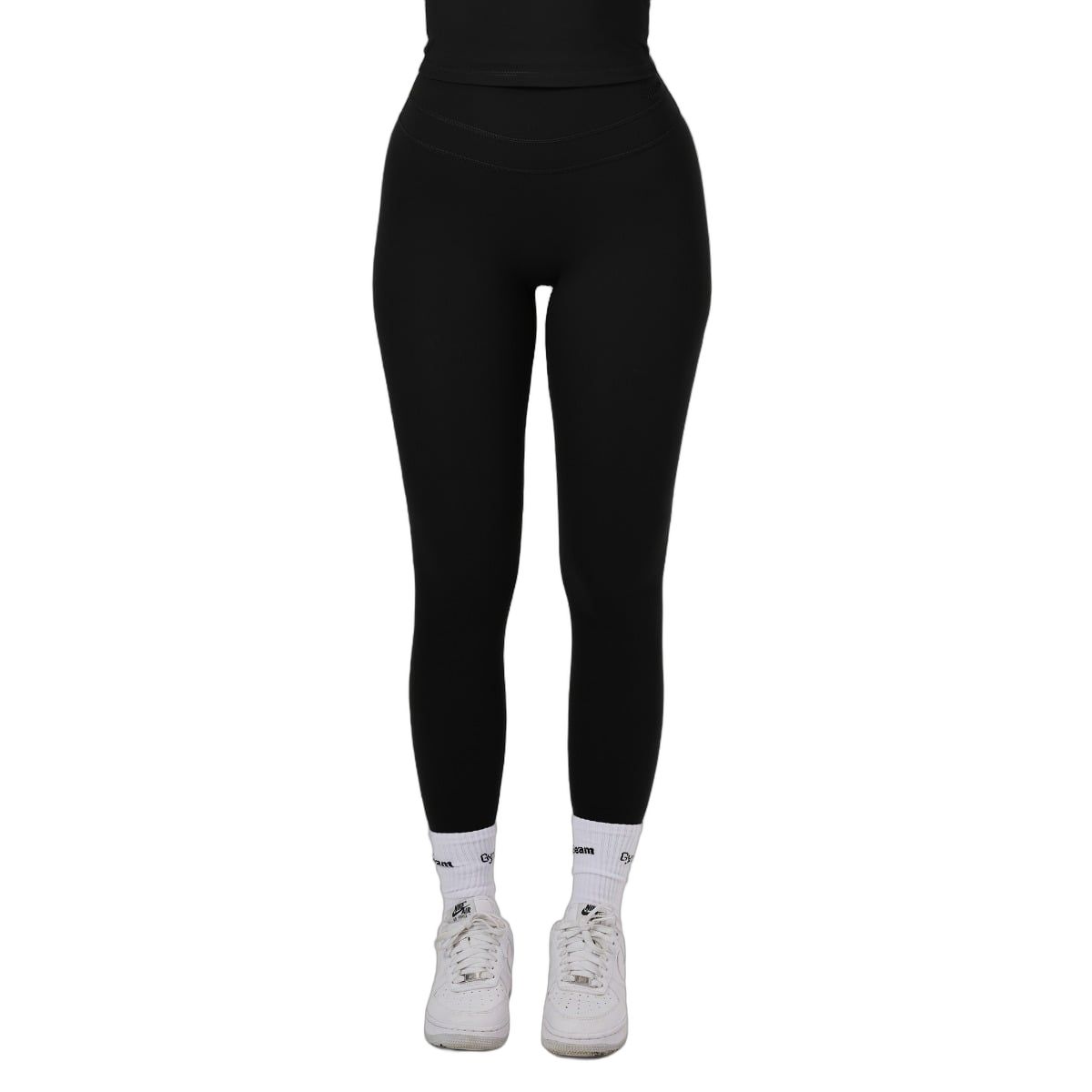 GymBeam Leggings Damen mit hoher Taille und ohne Frontnaht, Schwarz