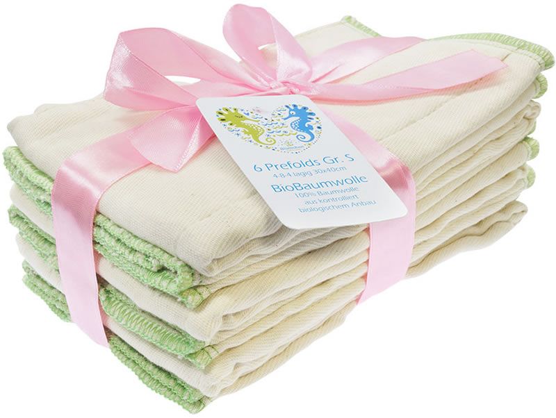 Blümchen Stoffwindeln Prefold Bio-BW 6er-Set S