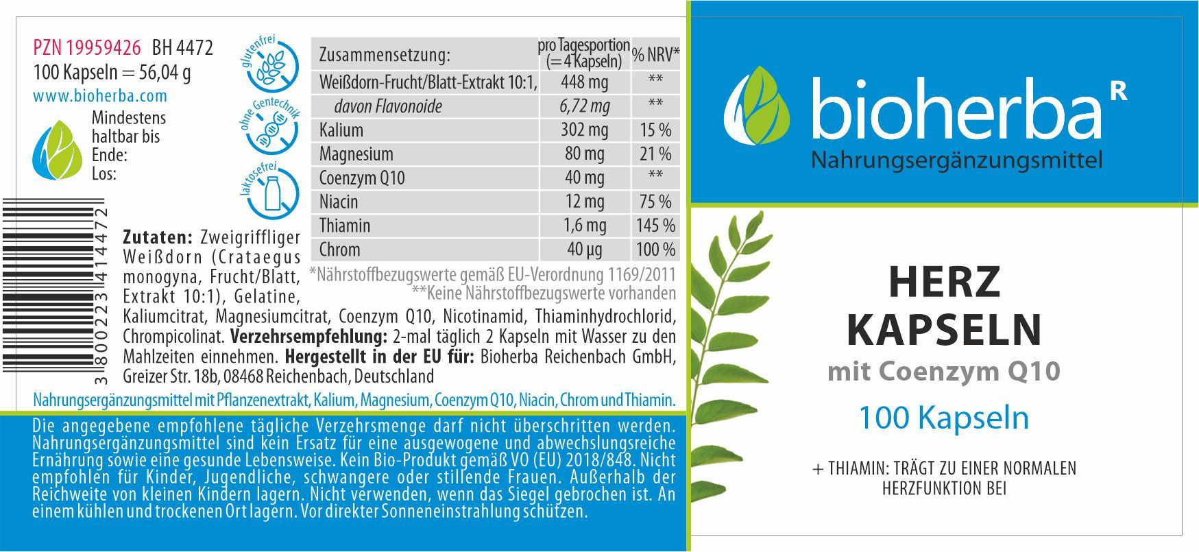 Herz Kapseln mit Coenzym Q10 100 Stück PZN 19959426