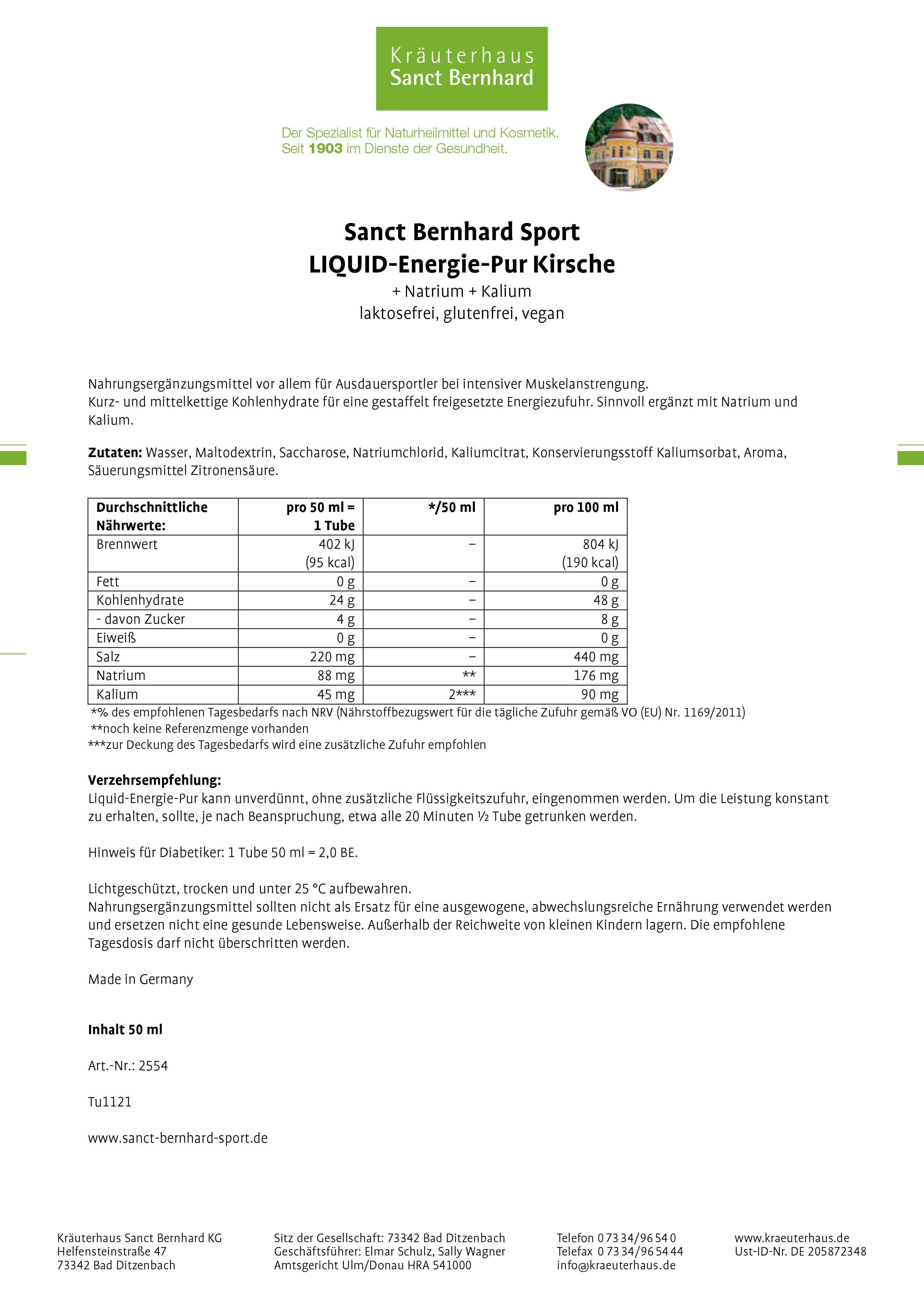 Sanct Bernhard Sport LIQUID- Energie-Pur Kirsche