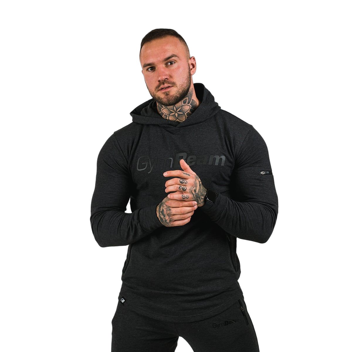GymBeam Hoodie Herren Regular mit Kapuze und Taschen in Grau 1 St