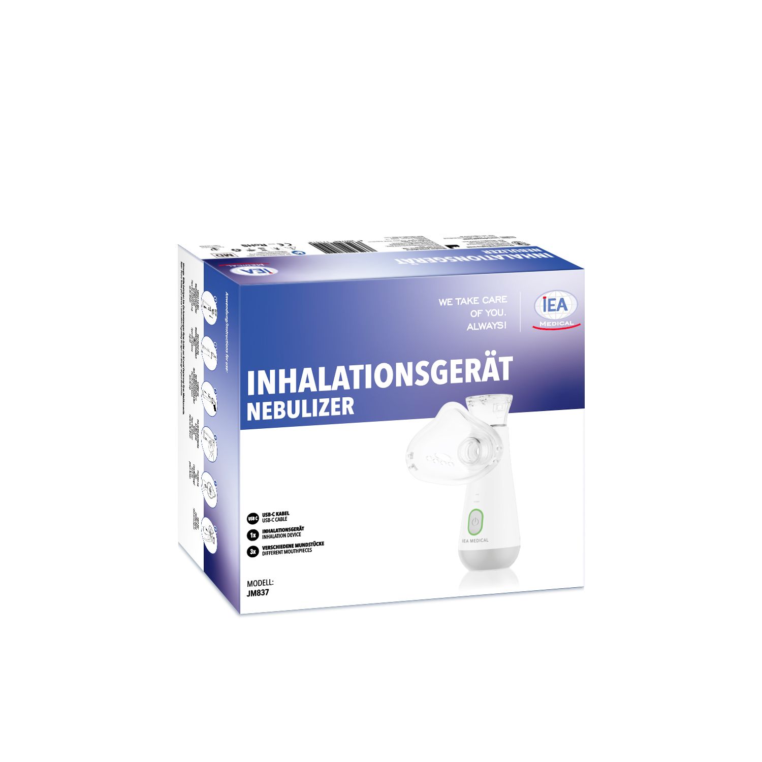 IEA Medical Inhalationsgerät Set mit isotonischer Kochsalzlösung zum Inhalieren, Mesh-Vernebler grau 1 St