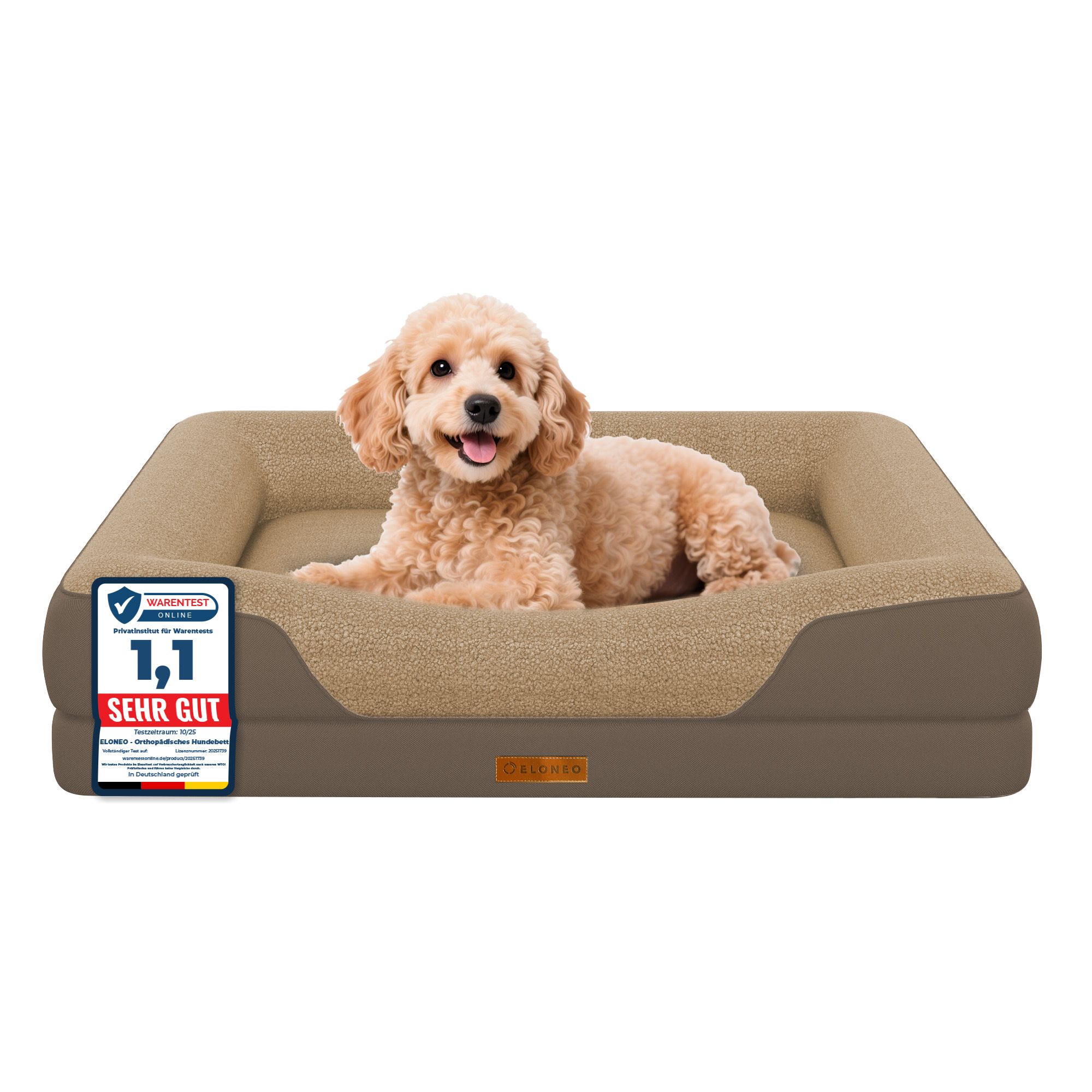 Eloneo Orthopädisches Hundebett, Größe L - Braun 1 St