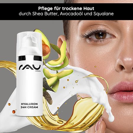 RAU Cosmetics Hyaluron 24 Stunden Anti-Aging Creme mit Hyaluronsäure, Sheabutter & Avocadoöl