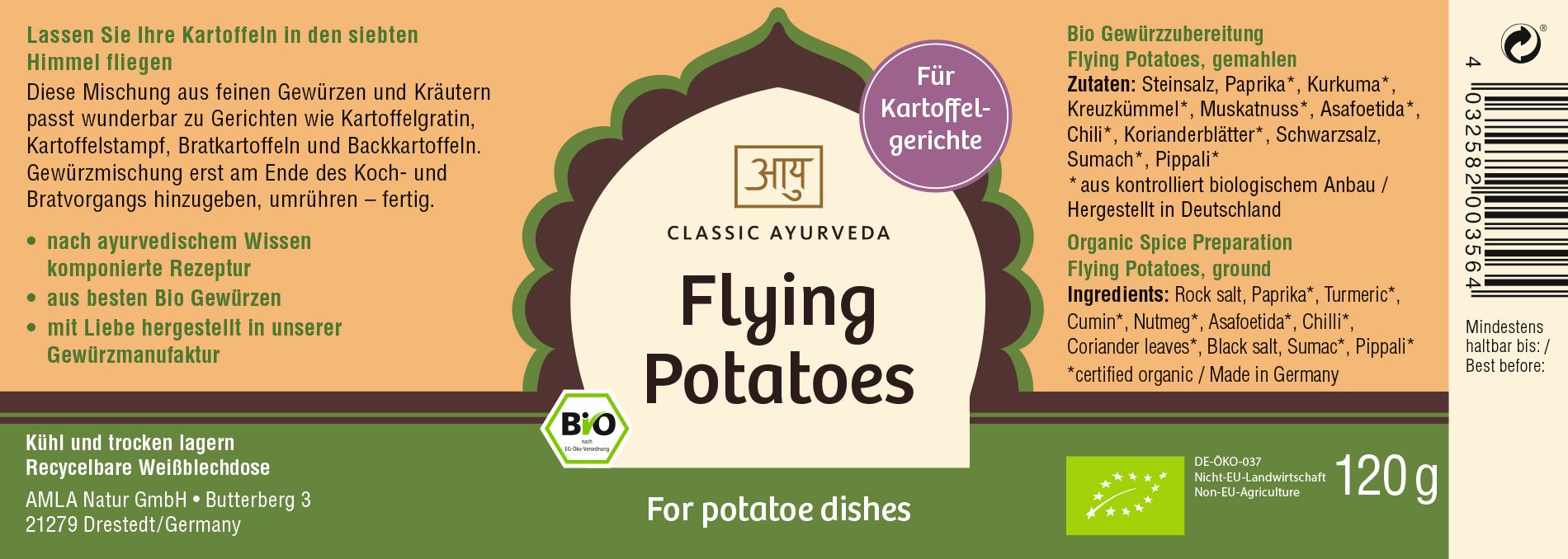 Classic Ayurveda - Flying Potatoes Gewürzzubereitung 120 g