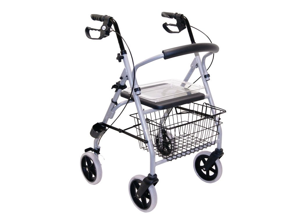 Standard-Leichtgewicht-Rollator mit Korb, Rückenbügel, Stockhalter, Tablett