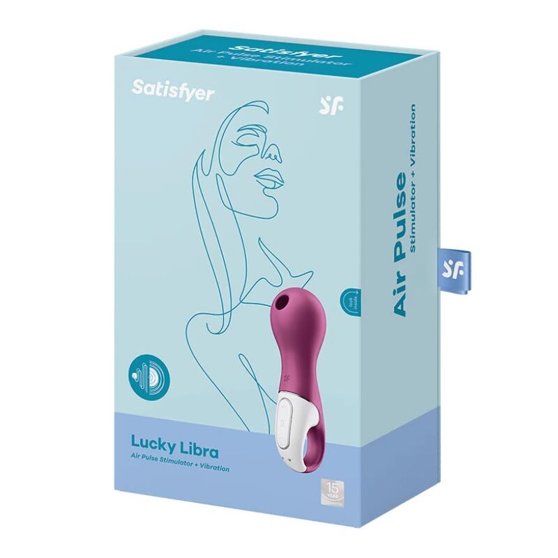 Verpackung mit Produktabbildung und Schriftzug "Satisfyer Lucky Libra".