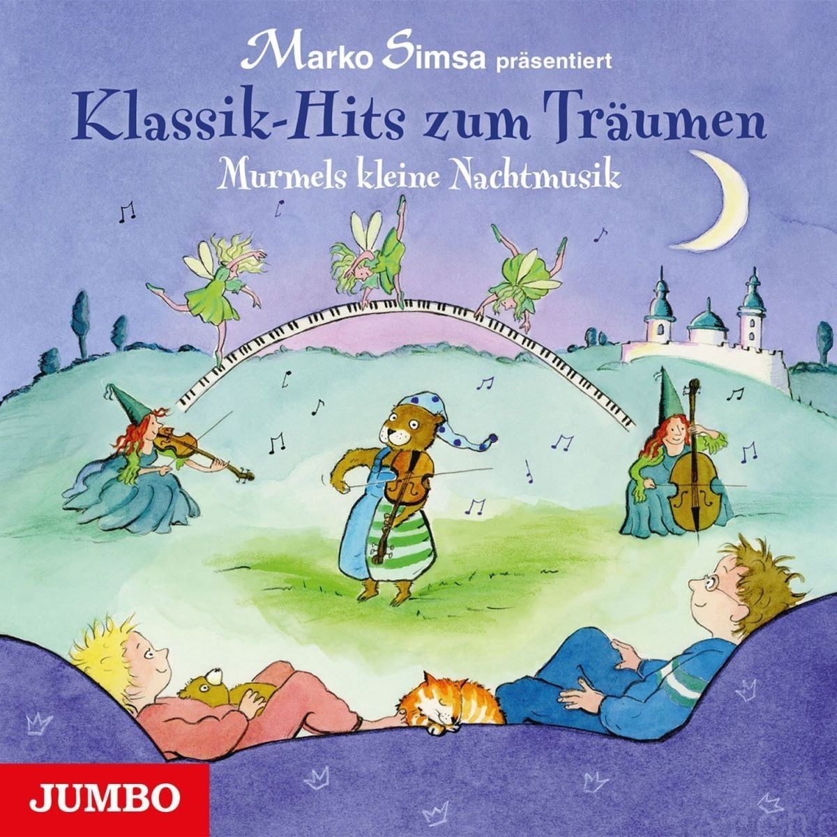 CD-Cover mit Illustrationen. Titel: Klassik-Hits zum Träumen: Murmels kleine Nachtmusi. JUMBO-Logo unten links.