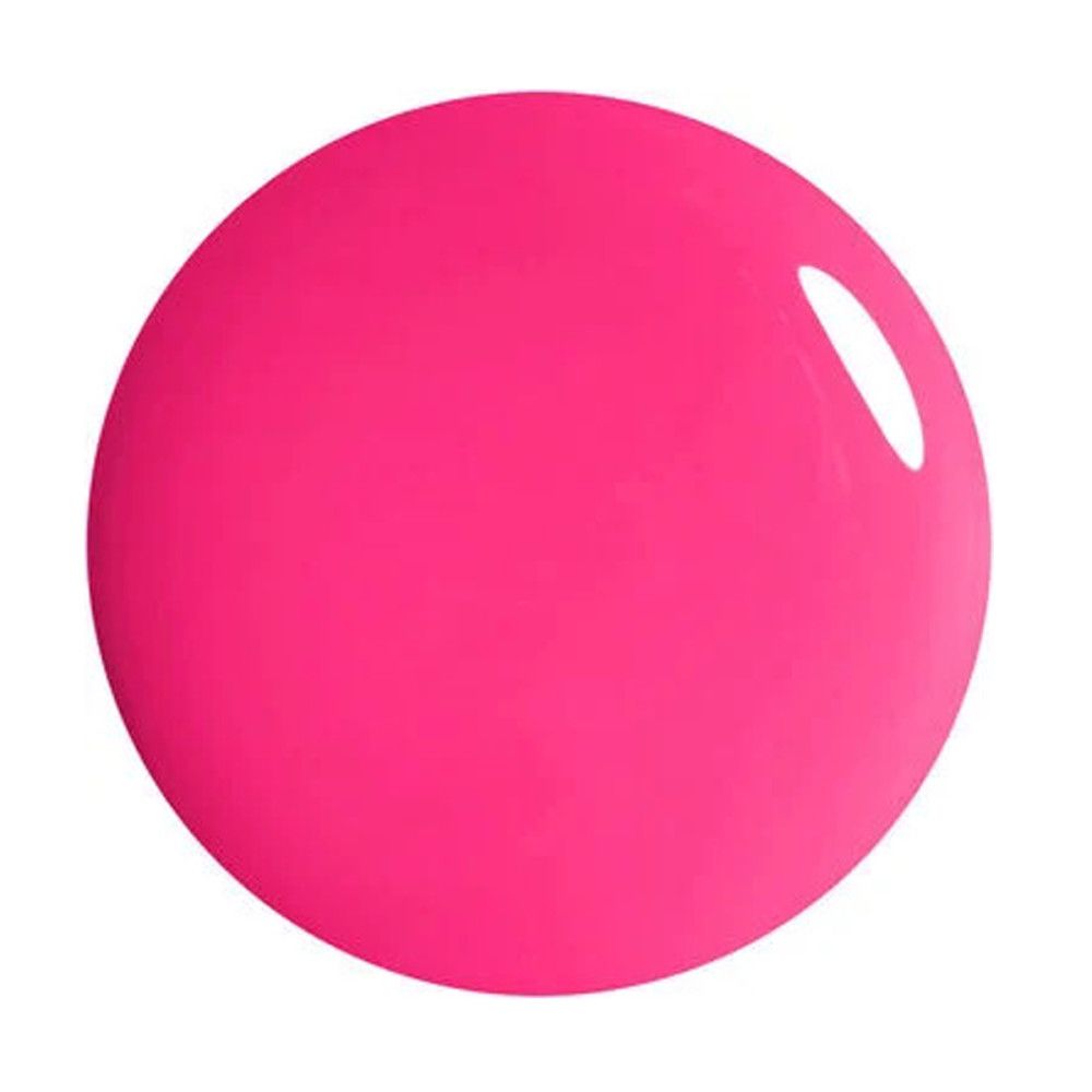 Kreisförmiger, glänzender, pinkfarbener Nagellack-Fleck.