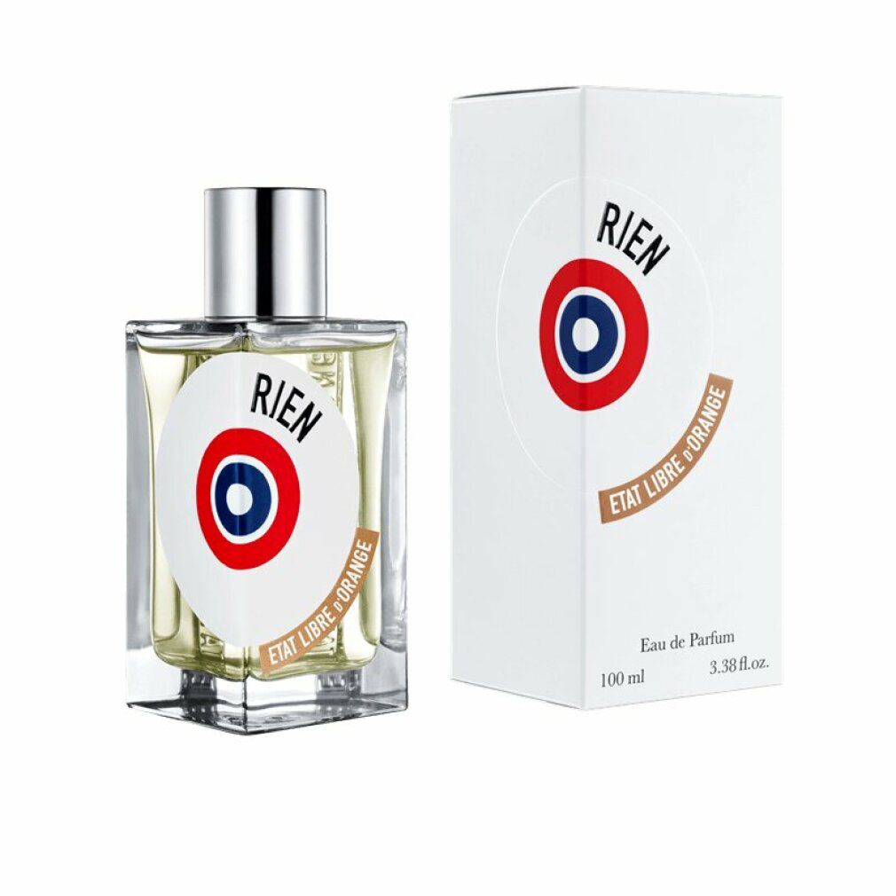 Parfümflakon und -verpackung. Flakon mit silbernem Verschluss, weißem Etikett mit Logo. Verpackung mit Logo.